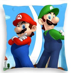 Mario Luigi Double Sided Decorative Pillow Removable Cover 17x17